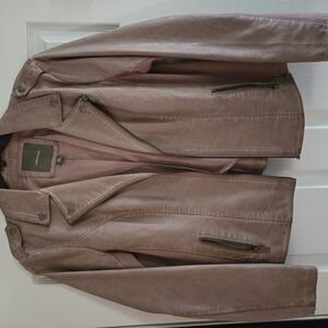 Women's Mauve "Weathered" Faux Leather Jacket